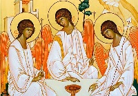 The icons of Bose, Trinity - Byzantine Russian style - egg tempera on wood