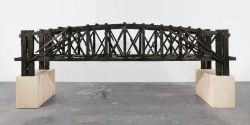 Marianne Vitale, Burned Bridge, 2011, Legname recuperato bruciato / Blackened wood, 122x488x92 cm  Courtesy: Fondazione Sandretto Re Rebaudengo Photo: shootArt Mobile